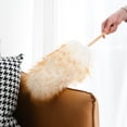 thumbnail image 4 of Lambswool Feather Duster with Wooden Handle Hanging Rope Washable Reusable Small Hand Duster for Cleaning Wall Plant Desk, 4 of 5