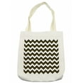 thumbnail image 1 of Chevron Tote Bag, Black Zig Zag Chevron Pattern with Inner Stars Parallel Striped Lines Art Print, Cloth Linen Reusable Bag for Shopping Books Beach and More, 16.5" X 14", Cream, by Ambesonne, 1 of 2