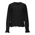 thumbnail image 5 of Bixock Long Sleeve Shirts for Women,Casual Tops for Women,Blouses for Women V Neck Solid Color Smocked Pullover Tops Base Layer Soft Tops, 5 of 5