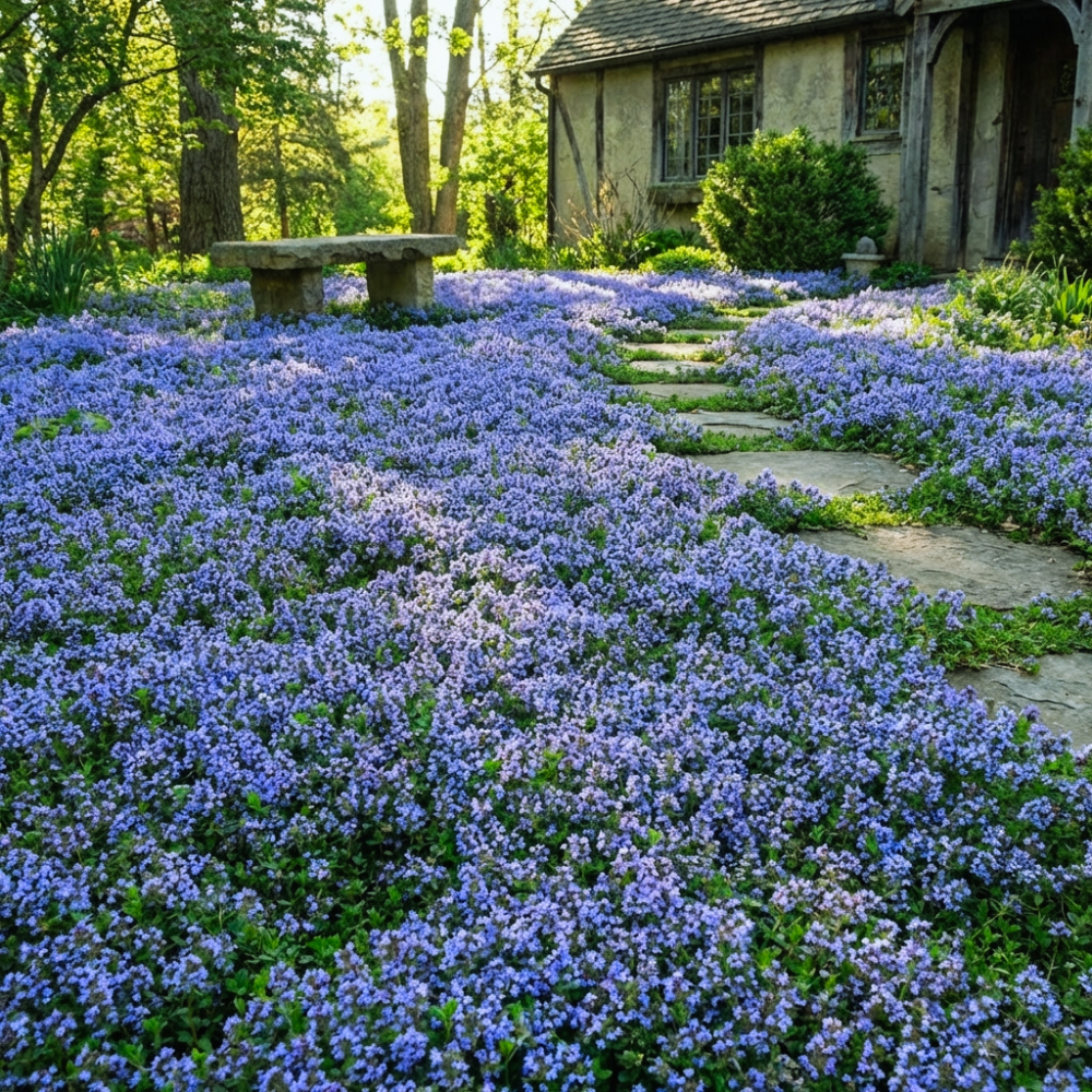 Pack 3500 Creeping Thyme Seeds for Planting, Thymus Serpyllum, Perennial Ground Cover Plants for Garden Borders and Rock Gardens