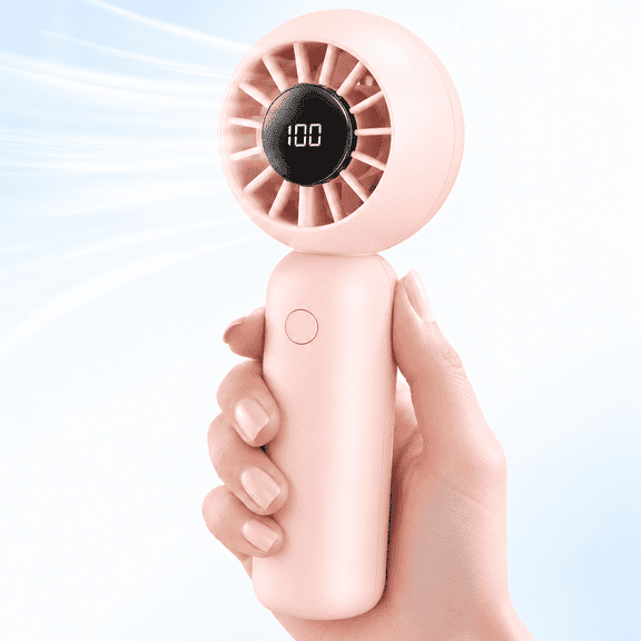Small Portable Fan, Rechargeable 4000mAh Mini Personal Fan with 5 Speeds, Air Turbo Handheld Fan for Outdoor Indoor, Travel, Makeup, Eyelash, Kids & Women, Pink
