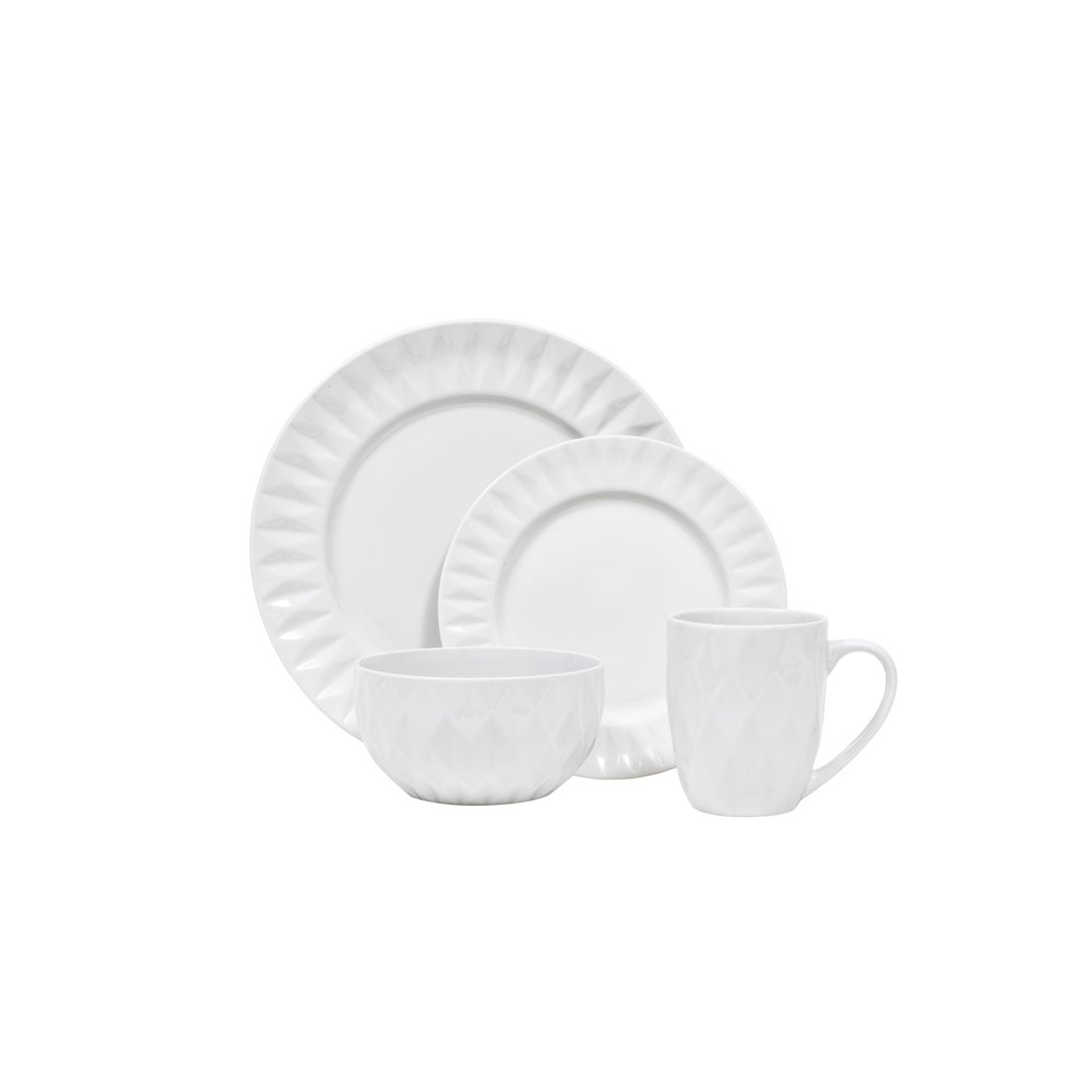Sango Kingston White 16 Piece Dinnerware Set, Including 4 Dinner