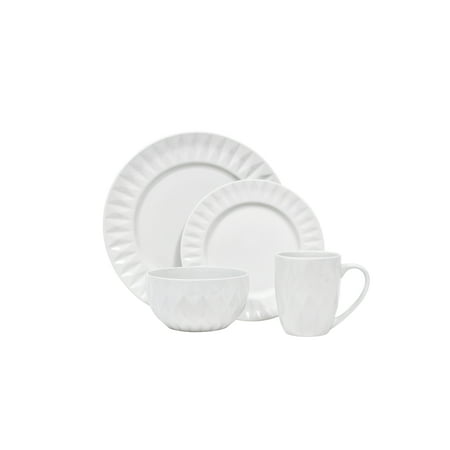 Sango: Kingston White 16 Piece Dinnerware Set, Including 4 Dinner Plates 4 Salad Plates, 4 Soup Bowls, and 4 Mugs