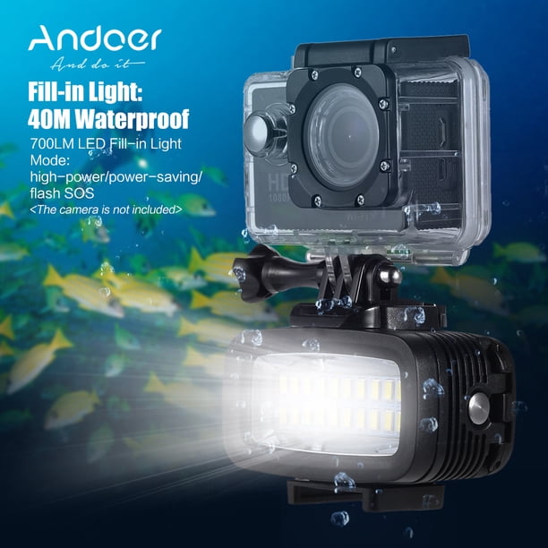 Lampe Vidéo LED Plongée 30m Etanche – Éclairage Pour GoPro Et Caméras Sport, 3 Puces, 1000mAh
