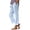 5# Blue, variant on Linen Pants Women Elastic Waist Straight Leg Petite Beach Striped Pant Summer Casual Lounge Trousers Blue L