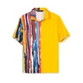 thumbnail image 5 of MODA NOVA Big & Tall Men's Color Block Short Sleeve Button Striped Shirts Yellow 3XLT, 5 of 5