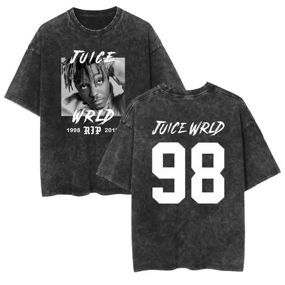 FGRSGHACVN Juice Wrld Cotton T-shirt 999 Washed Retro Short Sleeve Classic Casual Loose T-shirt Size XS-3XL
