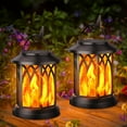 thumbnail image 6 of [Solar-Powered Lanterns] 2/4 Pack Heavy Duty Metal Flickering Flame Solar Lanterns | Outdoor Hanging LED Flame Lights for Patio, Garden, Christmas Decorations, Independence Day, 6 of 14