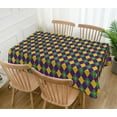 thumbnail image 2 of Mardi Gras Carnival Table Cloth Diamond Plaid Masquerade Party Decoration New Orleans Kitchen Dining Room Table Cover-60×84inch, 2 of 5