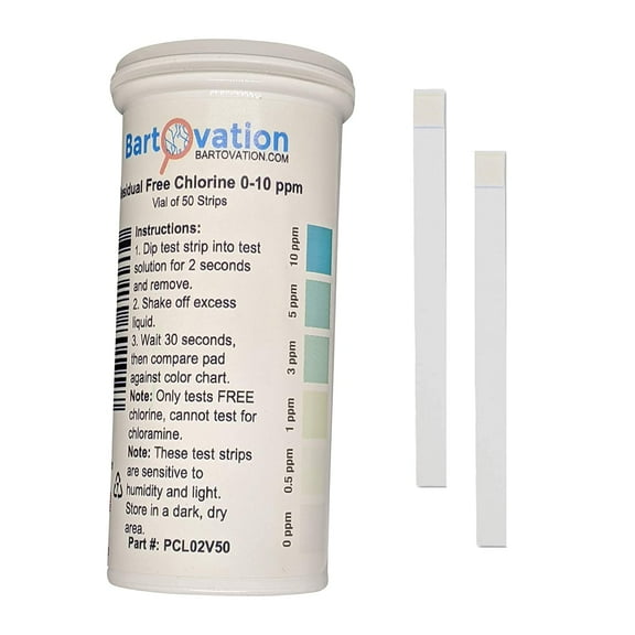 Residual Low Level Free Chlorine Test Strip 0-10 ppm [Vial of 50 Plastic Strips]