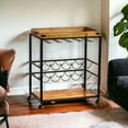 thumbnail image 5 of HomeRoots Metal Bar Cart with Wine Storage, Brown & Black, 5 of 8