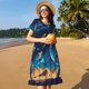 thumbnail image 4 of Disketp Astronaut In A Space Suit On The Planet para Vestido de Manga Corta para Mujeres, Vestidos de Verano para Mujeres, Casual y Holgado para la Playa, 4 of 6
