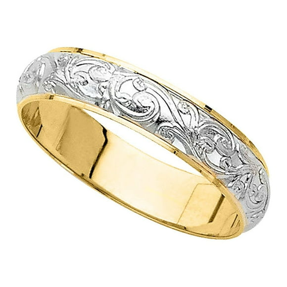 Precious Stars 14K Two-Tone Gold 4-mm Ladies Wedding Band