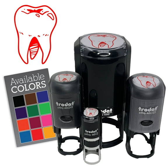 Realistic Tooth Molar Sparkling Clean Dental Self-Inking Rubber Stamp Ink Stamper for Stamping Crafting Planners - Black Ink - Mini 1/2 Inch
