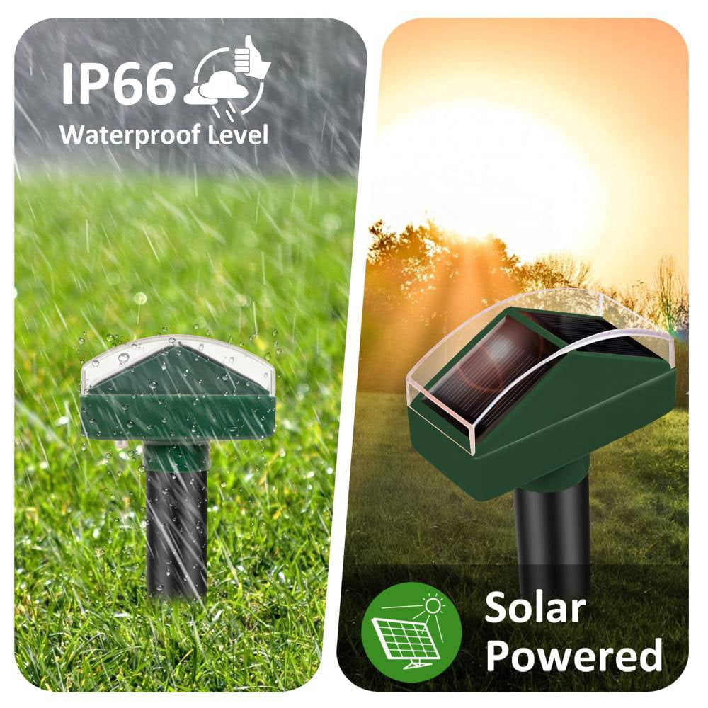 #1 Solar-Powered Mole, Vole, Gopher & Groundhog Repellent - Ultrasonic Stake Gets Rid Of Burrowing Animals From Lawn, Garden & Yard In 2 Weeks