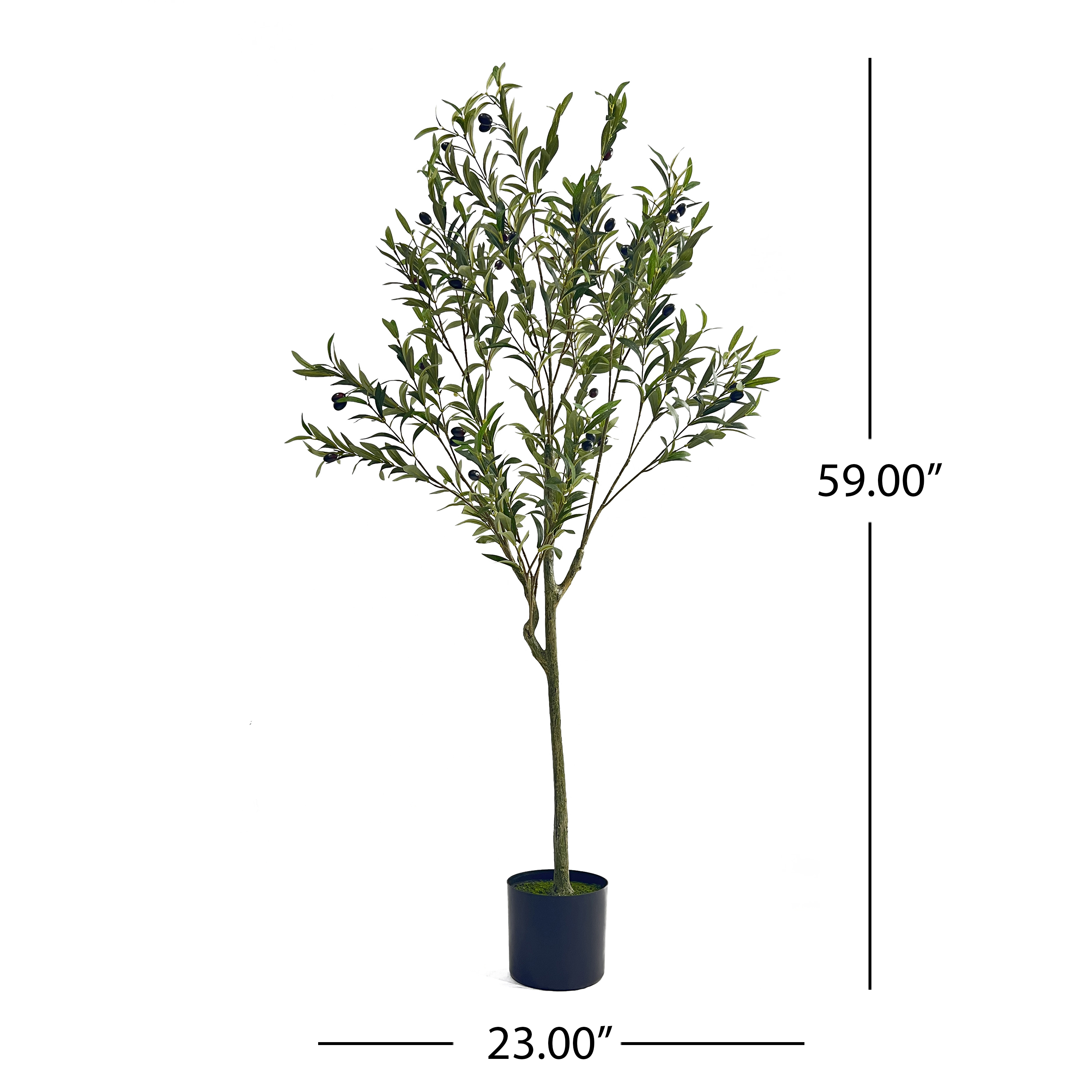 Euroco 4.9FT Artificial Olive Tree, 59" Tall Fake Potted Olive Silk Tree with Pot & Natural Trunk for Home Office Living Room Decor Indoor