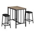 thumbnail image 1 of Monarch Specialties Dining Set, 3pcs Set, Counter Height, 36" Rectangular, Small, Kitchen, Brown Laminate, Black Metal, Contemporary, 1 of 4