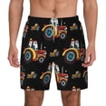 thumbnail image 2 of Picia Cartoon Tractor pattern Mens Swim Trunks with Compression Liner Stretch Beach Shorts Quick Dry with Zipper Pockets No-Chafing Board Shorts-Medium, 2 of 9