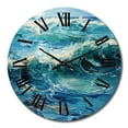 thumbnail image 4 of Designart "Teal White Ocean Charm Pointillism I" Nautical & Beach Oversized Wall Clock, 4 of 5