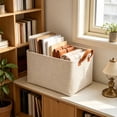 thumbnail image 6 of Large Foldable Fabric Storage Bin with Handles, Beige Closet Shelf Organizer for Clothing, Linens and Accessories, 18.90 x 12.99 Inches, 6 of 6