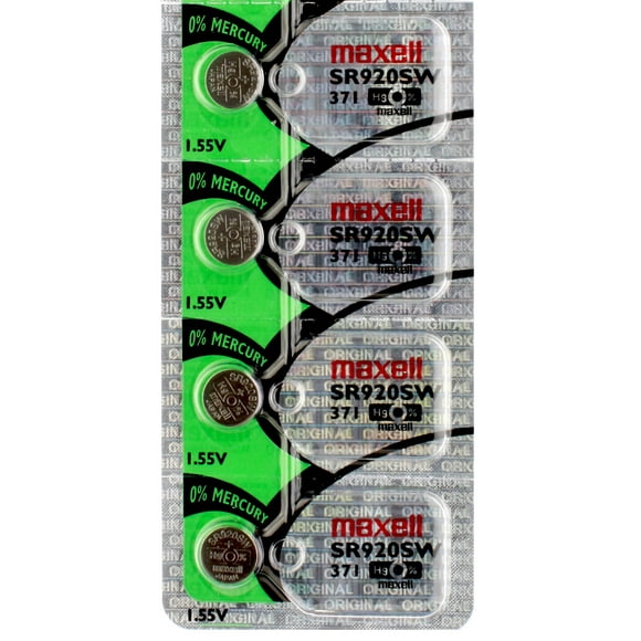 4 x Maxell 371 Watch Batteries, SR920SW or 370 Battery