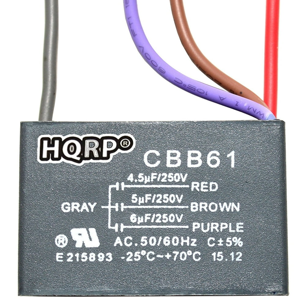HQRP Ceiling Fan Capacitor CBB61 4.5uf+5uf+6uf 4Wire plus HQRP Coaster