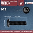 thumbnail image 2 of 40pcs Button Head Socket Cap Screws - [M3-0.5x10mm] Zinc-Nickel Coated Good for Automotive, Marine & Outdoor Use Road Bicycle, Mountain Bike, Motorcycle - Alloy Steel - Black, 2 of 7