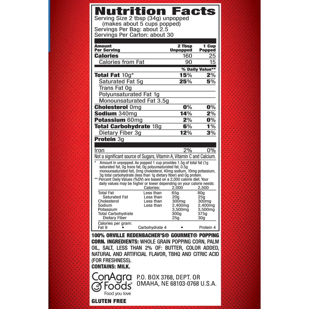 Gourmet Microwave Popcorn Calories Per Bag