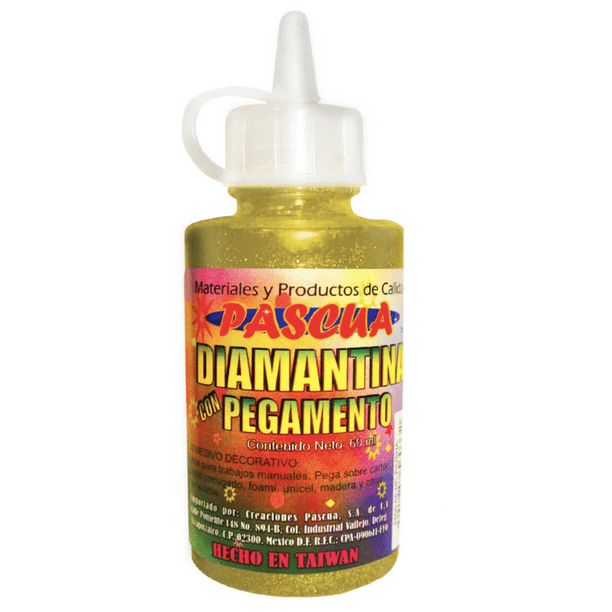 Pegamento Glitter con diamantina PASCUA purpurina 60ML para manualidad, escolar y album de Recortes Tarjeta