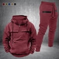 thumbnail image 2 of Mens 2 Piece Outfits Sweatsuit Oversized Sweatshirt Lounge Sets Baggy Sweatpants Fall Orange Tracksuit with Pockets Solid Fashion Warm, 2 of 5