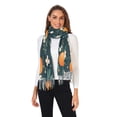 thumbnail image 2 of FORMRS Womens Scarf Winter Soft Long Big Warm Shawls Wrap Tassel Scarves, Green Floral Oranges, 2 of 9