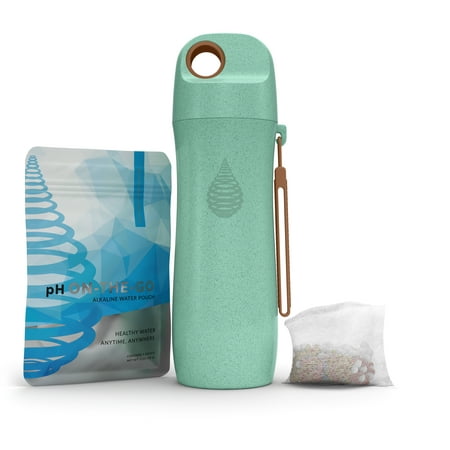 pH CONSCIOUS Filtered Water Bottle - Alkaline Water Filter Ionizer - Filtering Purifier Bottle - Made From Wheat Straw- Increase pH, Reduce Fluoride, Remove Heavy Metals & Chlorine, 16oz, 450ml, Green