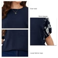 thumbnail image 3 of Blusa extragrande de manga corta, holgada, ajustada, estampada, con cuello redondo, blusa extragrande para mujer, 3 of 6