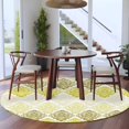 thumbnail image 4 of Vintage Floral Round Living Room Rugs 6 ft, Yellow Flower Pattern Country Gradient Washable Area Rug with Non-Slip Sturdy Edge Binding Round Carpet for Kitchen Office Bedroom, 4 of 9