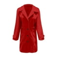 thumbnail image 5 of CUZIBR Women Trench Coat Plus Size Mid Length Double Breasted Classic Coat Winter Notched Lapel Collar Jacket Autumn Winter Fashion Outerwear,Red,L, 5 of 6
