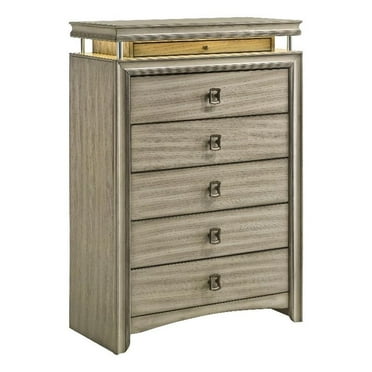 Coaster Giselle 6-drawer Wood Rectangular Bedroom Chest in with LED Rustic Beige