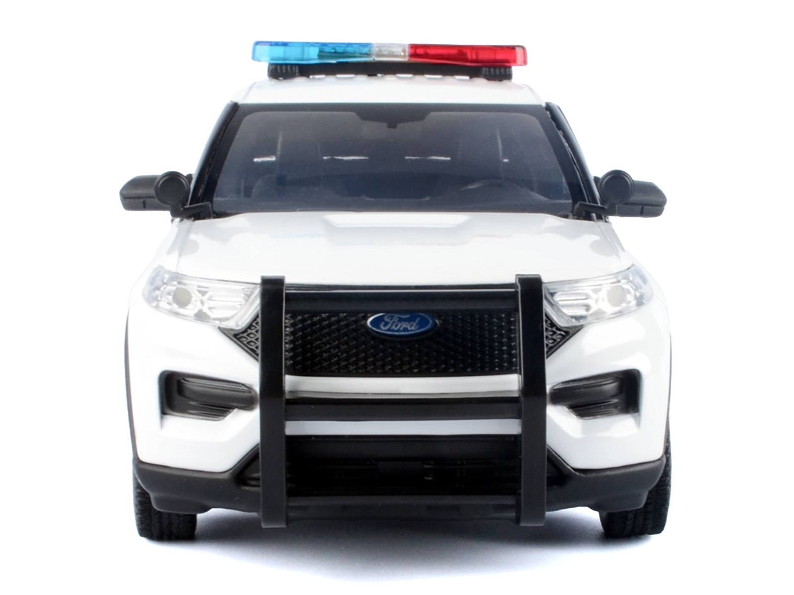 2022 Ford Police Interceptor Utility Plain White with Flashing Light Bar and Lights and Sounds 1/24 Die Cast Model Car Motormax