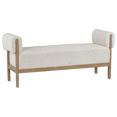 thumbnail image 1 of Bouclair Off White Fabric and Wood Bench, 1 of 7