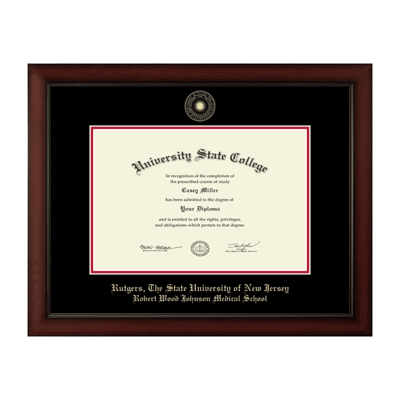 Framerly - Rutgers Medical Diploma Frame with Black and Red Mat