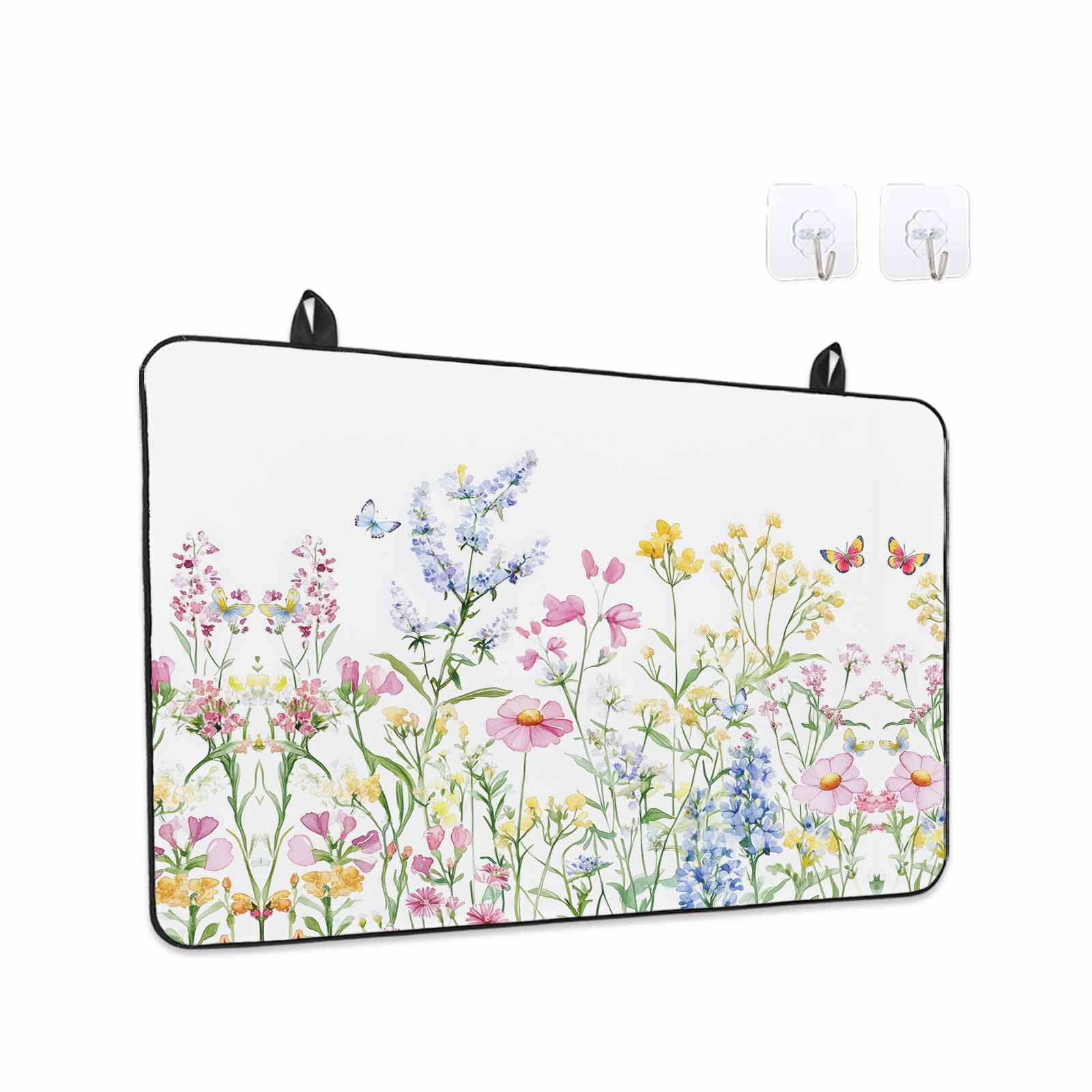 Spring Floral Stove Top Cover for Electric Stove, Heat-proof & Non Slip Glass Top Stove Cover Protector, Colorful Watercolor Botanical Summer Kitchen Flat Cooktop Rubber Mat 24x21 Inches