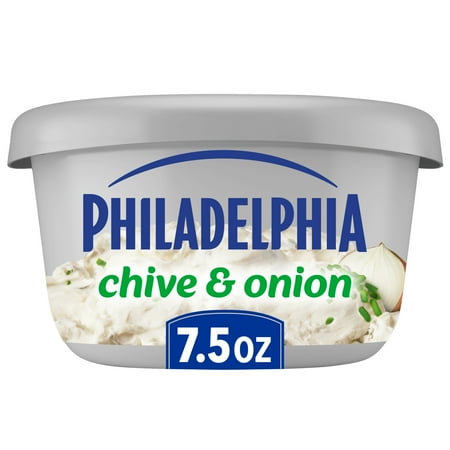 Philadelphia Flavored Cream Cheese Spread, 1 Tub, for Smooth, Spreadable Mornings, Chive & Onion, No Artificial Preservatives, Flavors or Dyes, 7.5 oz