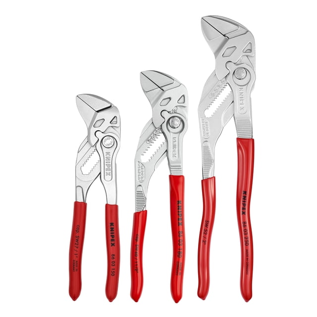 Juego de alicates y llaves KNIPEX, 3 piezas (15, 18, 25 cm), color rojo