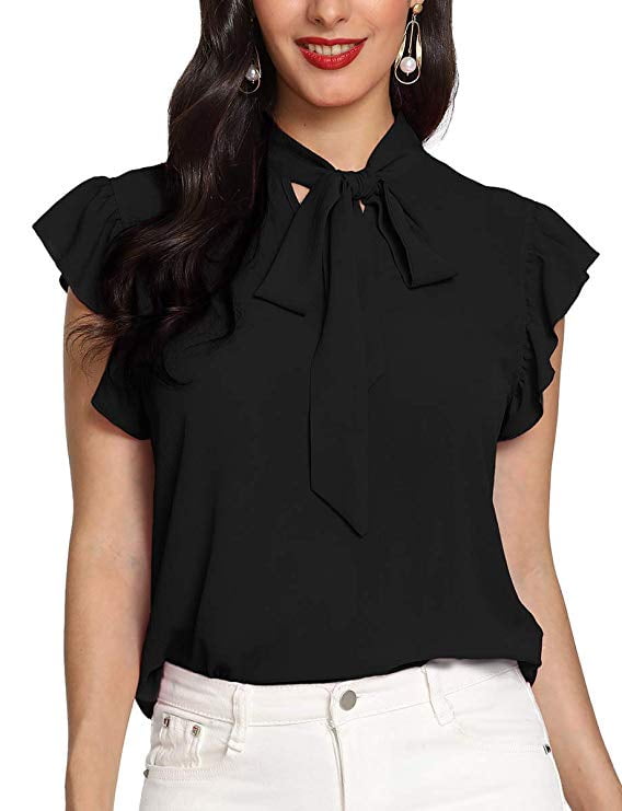 short sleeve ruffle blouse