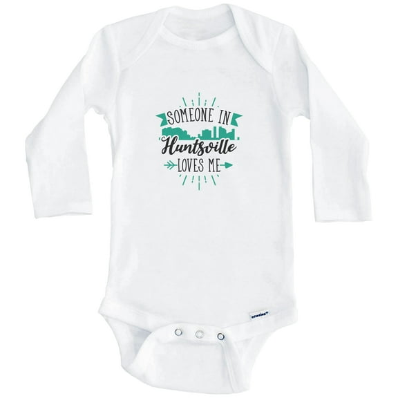 Someone In Huntsville Loves Me Huntsville AL Skyline One Piece Baby Bodysuit (Long Sleeve), 0-3 Months White
