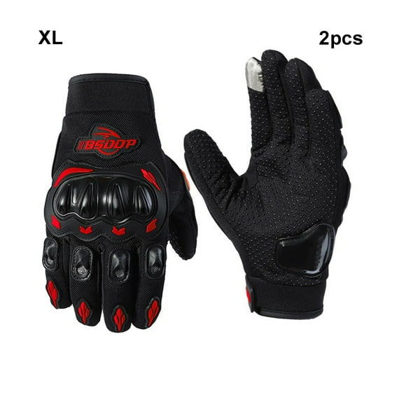 VONKY Gants de Moto en Cuir Rugueux pour Adhérence Ferme sur Route Doigt de l'Index Peut Toucher Gants pour Téléphone Motocross Rouge TG