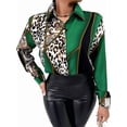 thumbnail image 3 of Blusas para Mujer, con Botones, Estilo Informal, de Negocios, de Larga, Elegantes y Sexys. Leopardo Verde S, 3 of 9