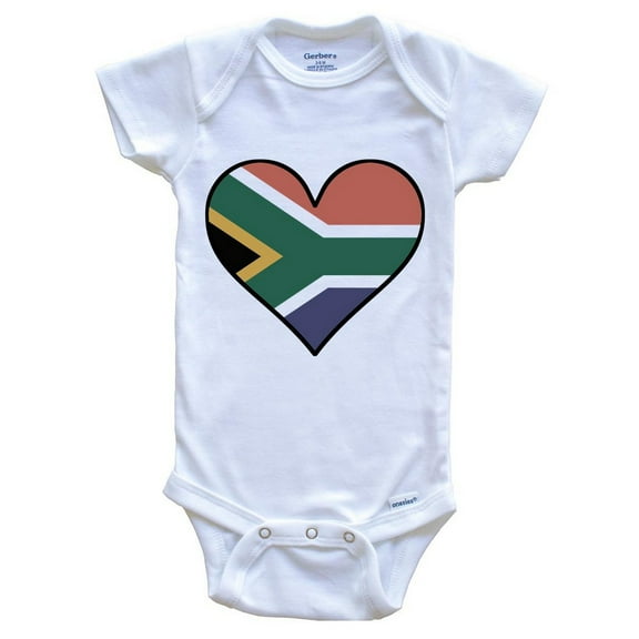 South African Flag Baby Bodysuit - Cute South African Flag Heart - South Africa Baby Bodysuit, 0-3 Months White