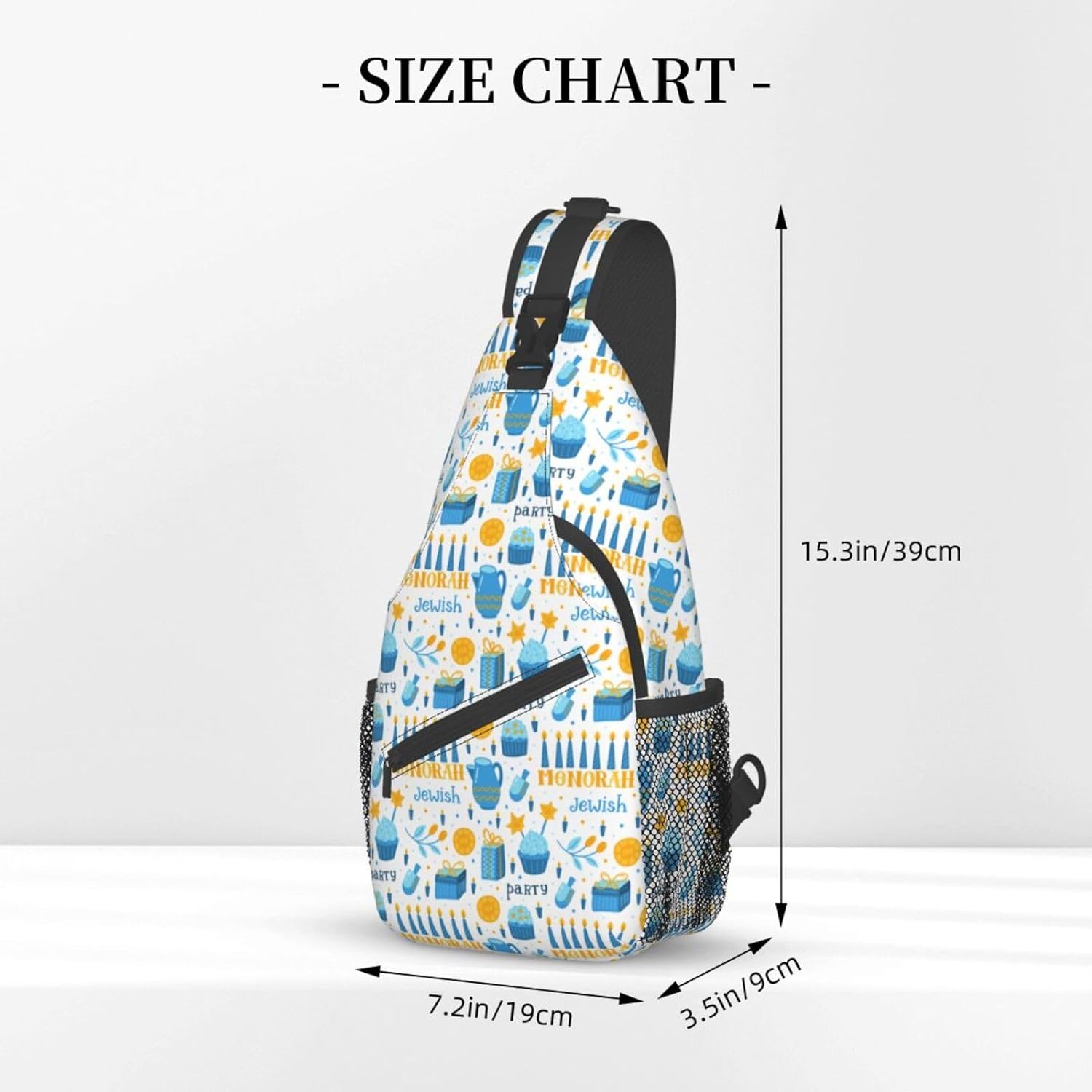 Happy Hanukkah Jewish Chanukah Holiday Sling Bag Crossbody Hiking Travel Chest Bags Backpack Shoulder Daypack for Women Men