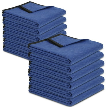 12 Pack Moving Blankets 80" x 72" Pro Economy Blue Shipping Furniture Pads