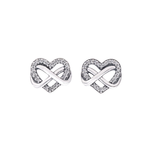 Pandora Sparkling Infinity Heart Stud Earrings